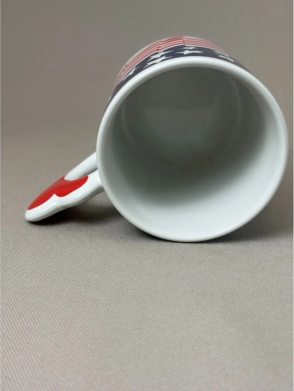 Vintage American Flag Coffee Mug The Love Mug Heart Handle USA Patriotic Cup 80s